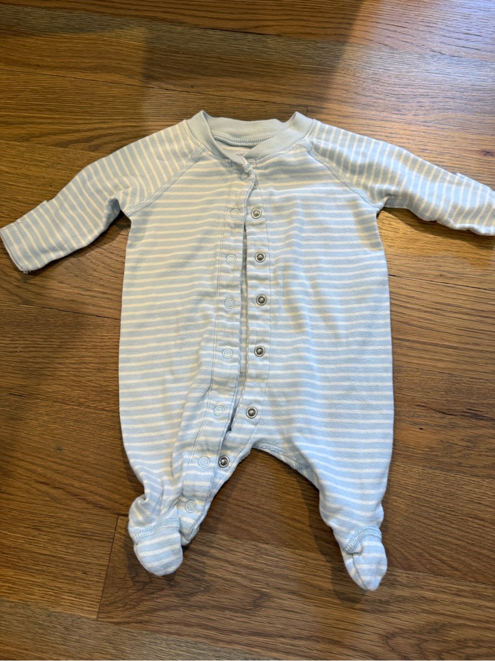 Hanna Andersson Light Blue & White Striped Footie One-Piece